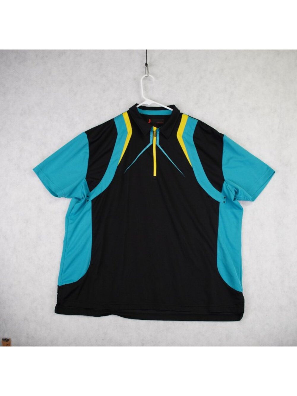 Jamie Sadock Mens Black & Teal Polo Shirt Size 2XL Half-Zip Collar Lightweight